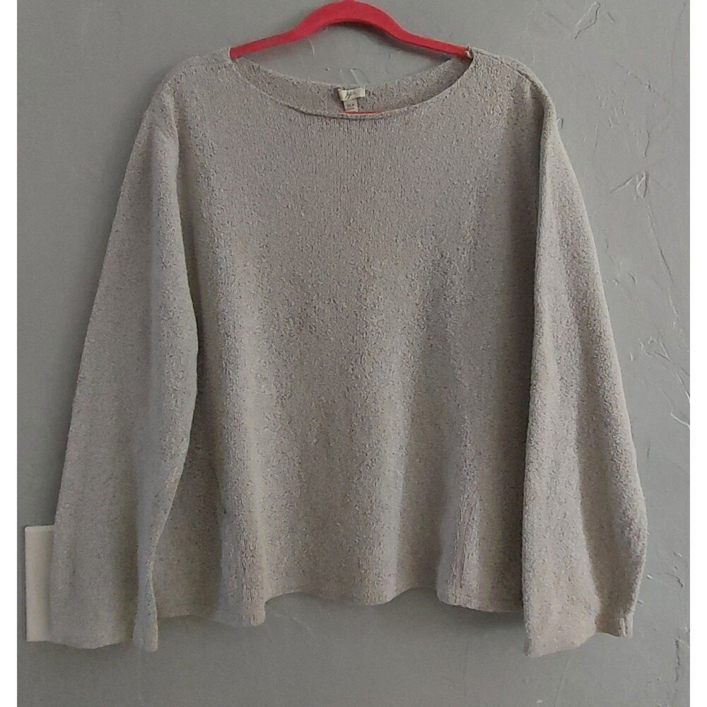 J. JILL Women's Heavyweight Cotton Pullover Sweater Crop Taupe Size Petite XL